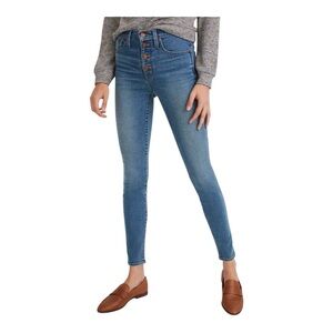 Madewell 10" High Rise Skinny Jeans Dewitt Wash Button Fly Tencel Denim Size 28